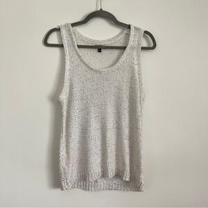 Y2K Silver Sequins Knit White Tank Top Apt 9 Accent Top Size Large
